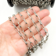 Oxidized 925 Sterling Silver Diamond Cut Paperclip Chain